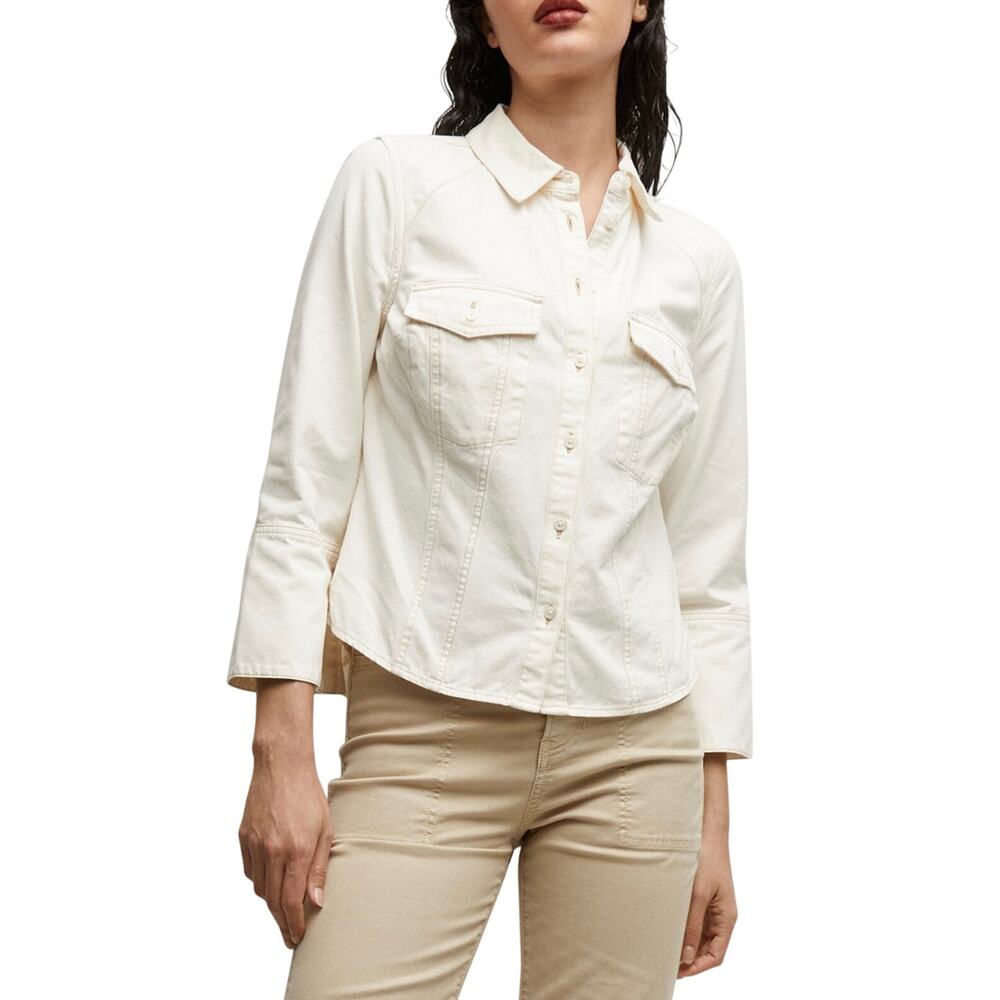 VERONICA BEARD Women’s Tivi Button Up Wide Collar Pocket Front Shirt